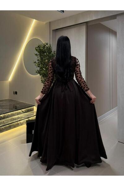 LUXİNA فستان بني سهره فاخر