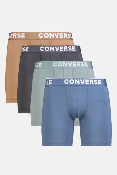 Converse Men 5 Pieces Brand Logo Boxer Briefs, Multicolor