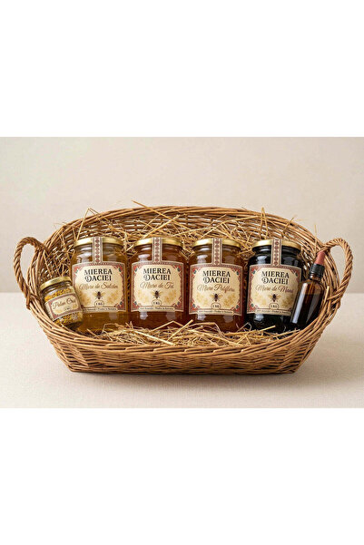 MIEREA DACIEI Coș Apicol Complet — 4 Mieri + Polen + Propolis (L)