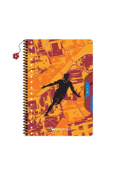 KESKİN COLOR Sharp A4 Lined Cardboard Cover Football Notebook with Charms - O...