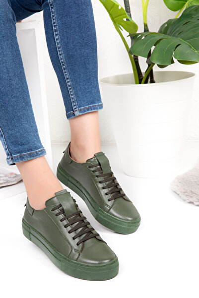 Kadın Hakiki Deri Düz Sneaker Anatomik Taban Günlük Rahat Ayakkabı