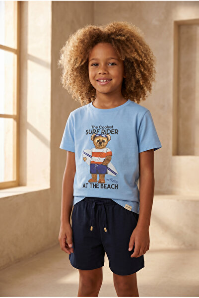 Katia&Bony Boy's the Coolest Surf Rider Blue Shorts Set