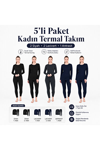 Isıl Termal |   Advantageous 5-Piece Mixed Pack Women's Winter Thermal Set 2 ...