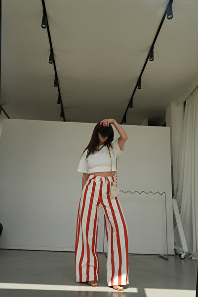Özge Özgenç Striped Straight Fit Jean