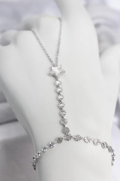 Ru Collective Silver Color Brass Laser Star Model Zircon Stone Shahmeran