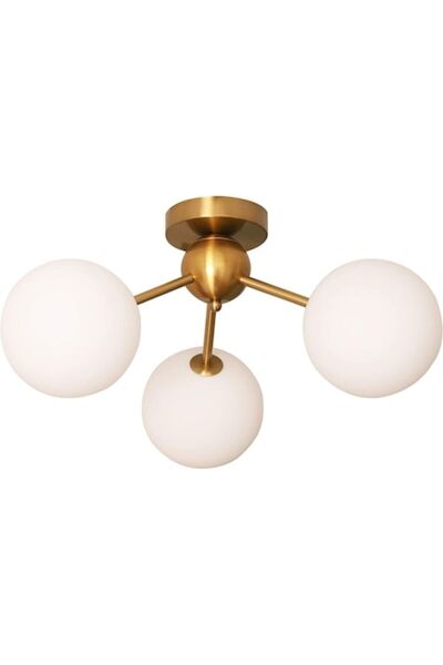 Cojom Candelabru Cami 3au, 3XE27, metal auriu mat, D:47cm, H:26cm, abajururi ...