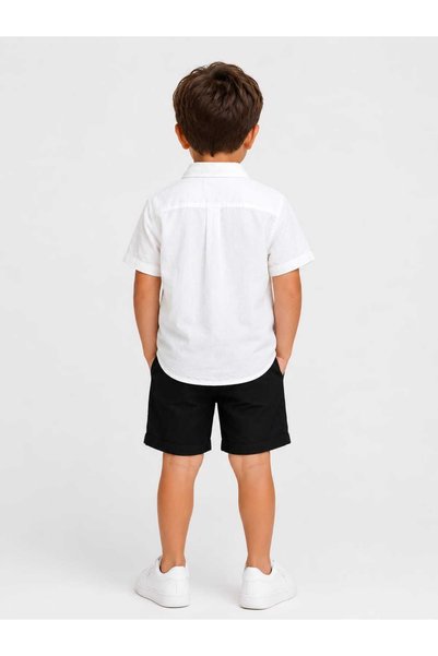 ASG Boy's Short Sleeve Linen Look Shirt
