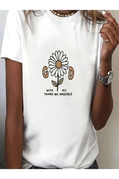 vorena White Printed Women's T-Shirt