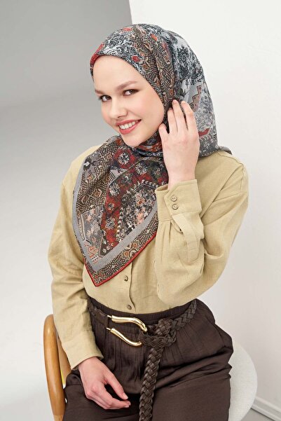 Silk Home وشاح مونار رمادي عصري 90x90