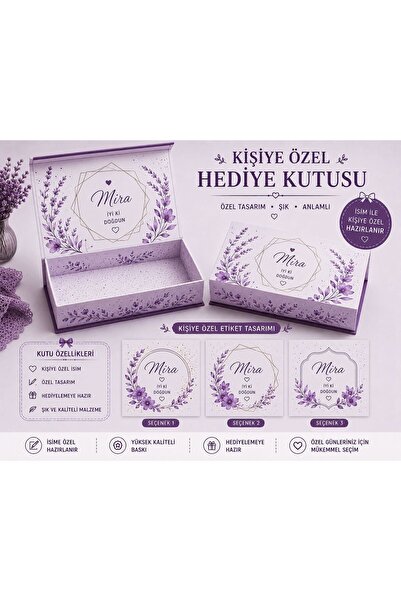 YEAP OFFICE Hediyelik Kişiye Özel Çikolata Kutusu ve Etiket Seti - Doğum Çiko...