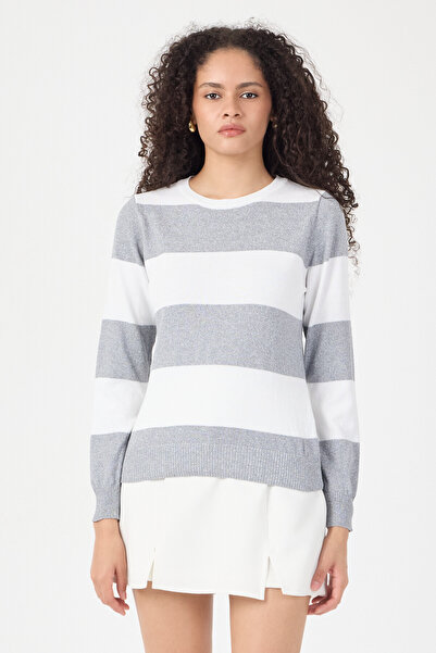 ENQUE Crew Neck Women's Striped Knit Sweater
