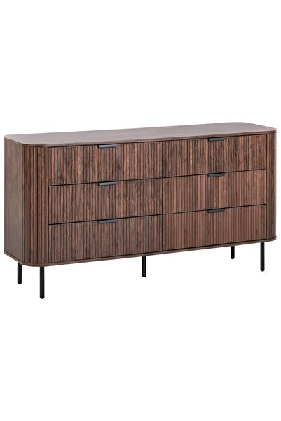 OEM Comodă Re-Bloom Bradley, 6 sertare, MDF/fier, 153x47x81 cm, 20 kg, maro î...