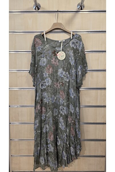 Park Moda Italian Viscose Dress with Lining and Rose Pattern