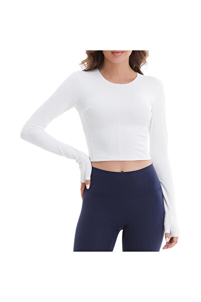 OEM Tricou Sportiv de Damă Fitness Mânecă Lungă Respirabil Alb L