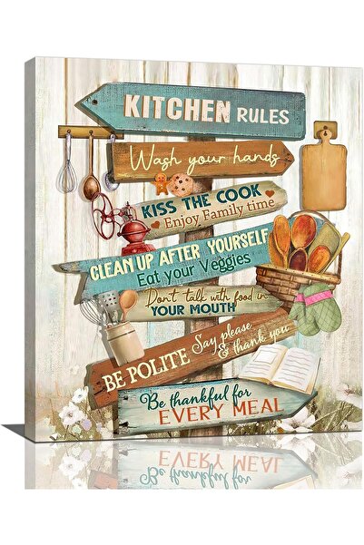 Today Idea Kitchen & Farmhouse Wall Art, Rustic Kitchen Rules Decor, Printed ...