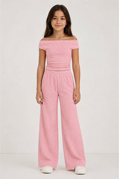 haha Off-Shoulder Double Set for Girls