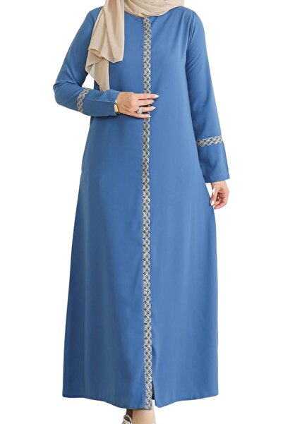 OEM Rochie de Rugăciune pentru Femei Brodată Elegantă Lejeră Lungă Albastră M
