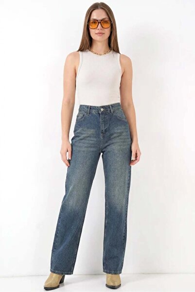 Generic Brand Women's Cotton Wide Leg Indigo Palazzo Pants