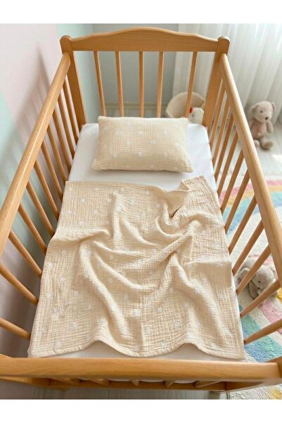 Sevza Kids Özel Nakışlı %100 Pamuk 2'li Müslin Örtü - Yastık Kılıfı - Bebek N...