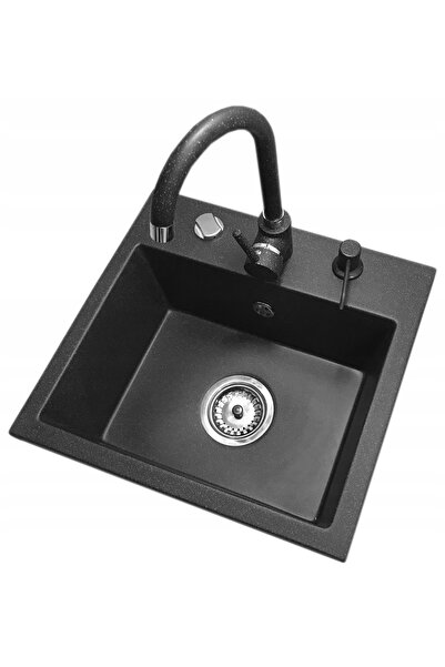 Granitan Chiuveta de granit Mini, Granitan, mixer de bucatarie, Negru acoperita