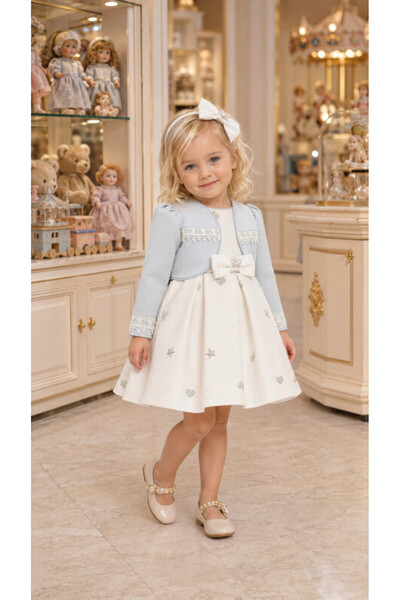 Pamina Baby Girl Evening Dress Crown Embroidered Dress and Bolero Set - Birth...