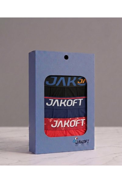 Jakoft Classics Premium Cotton Lycra Men's Boxer Set of 3 Black Navy Blue Red
