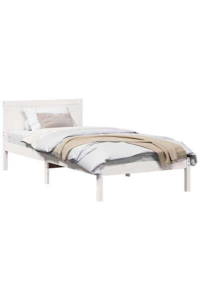vidaxl Cadru de pat Alb 80 x 200 cm Lemn masiv de pin