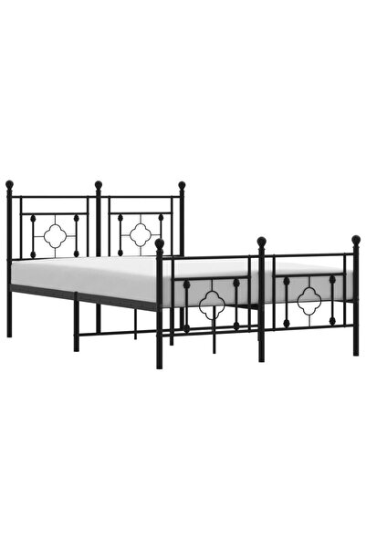 vidaxl Cadru pat metalic cu tăblie de cap/picioare, negru, 120x190 cm