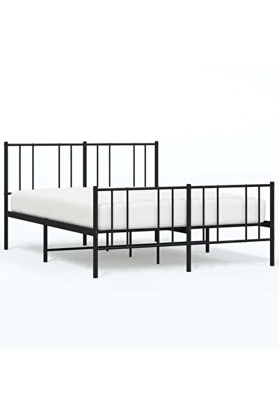 vidaxl Cadru pat metalic cu tăblie de cap/picioare, negru, 150x200 cm