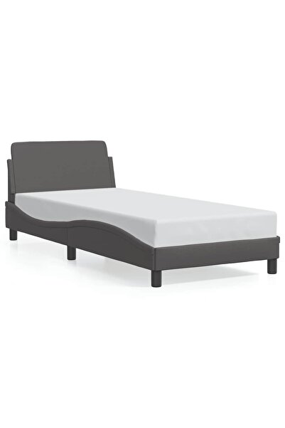vidaxl Cadru de pat, Dover, gri, 90x200 cm, piele ecologică