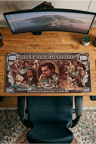 Halura DOLAR Dicaprio 30x70 Desenli Dijital Baskılı Oyuncu Mousepad XXL Kayma...