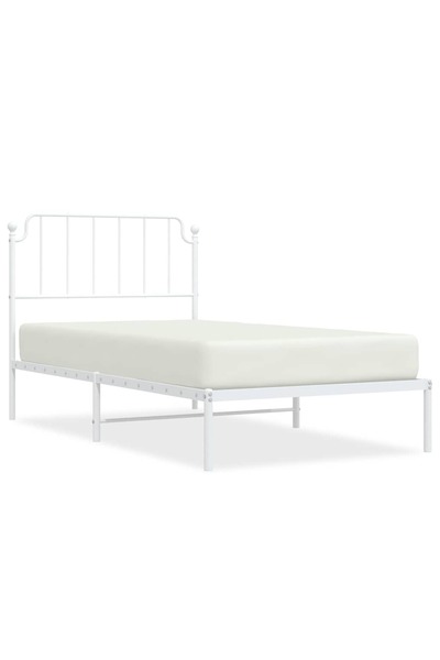 vidaxl Cadru de pat din metal cu tăblie, alb, 100x200 cm