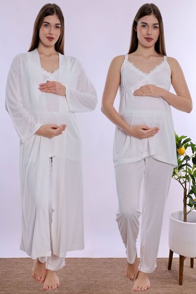 ByLohusa Cotton Pajama Set for Pregnant and Postpartum Women with Adjustable ...