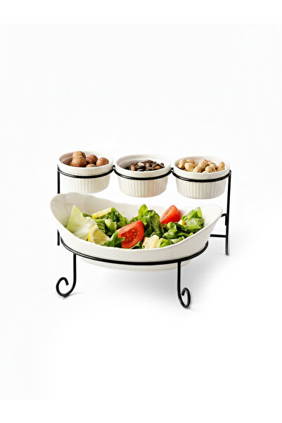 Shallow By Styli 4-Piece Porcelain Serving Set, 27cm