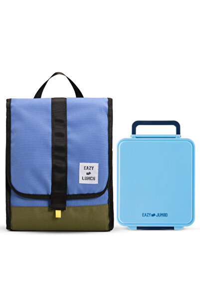 Eazy Kids Insulated Lunch Bag w/ Jumbo Bento Lunch Box – Blue