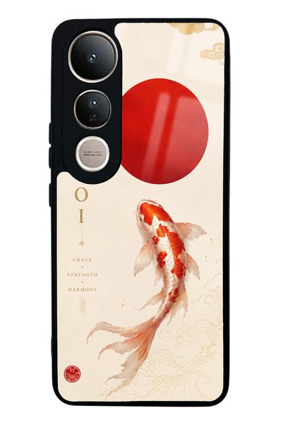 Spoyi حافظة هاتف لامعة بتصميم Vivo V50 Lite Minimal Koi Grace