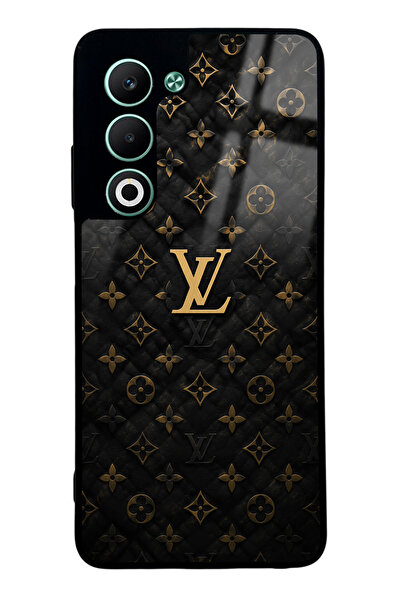 Spoyi حافظة هاتف لامعة بتصميم LV باللون الأسود والذهبي لهاتف أوبو A5 5G