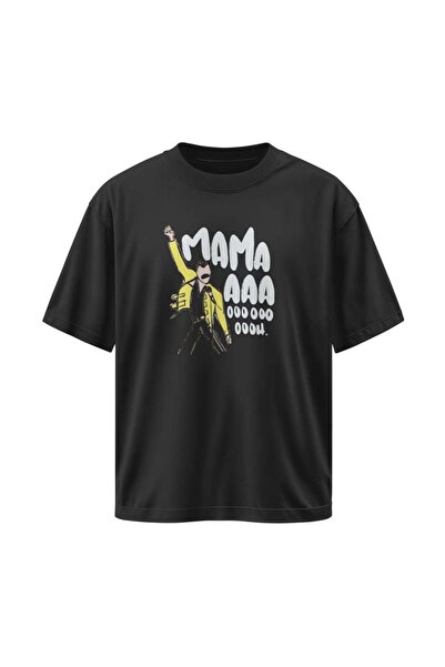 buzagi tasarım ürünleri Queen Unisex Oversize Black T-Shirt