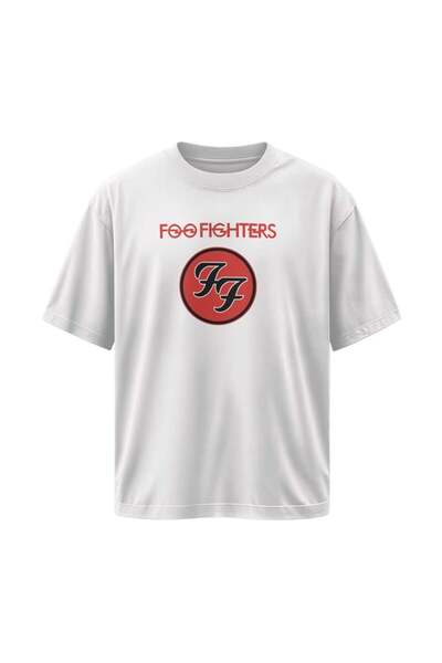 buzagi tasarım ürünleri Foo Fighters Unisex Oversize White T-Shirt