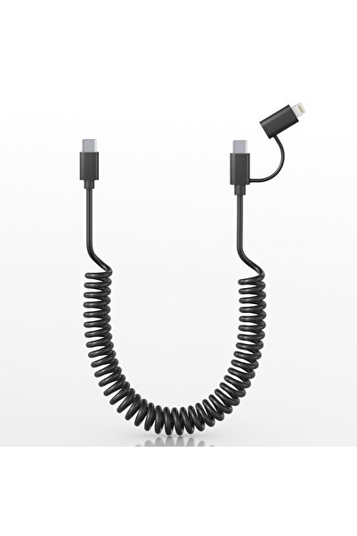 Ketaky Cablu 2 In 1, Tip C La Lightning Si USB C, Incarcare Rapida PD 60W, Co...