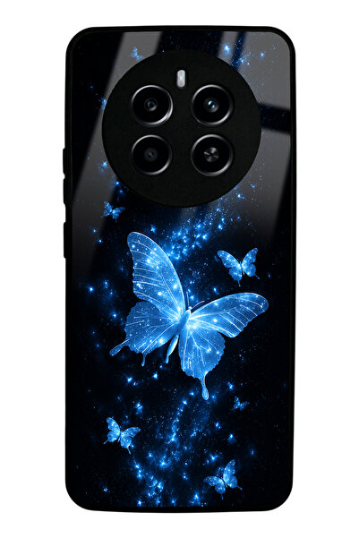 Spoyi Realme 12 Pro Plus Blue Galaxy Butterfly Tasarımlı Glossy Telefon Kılıfı