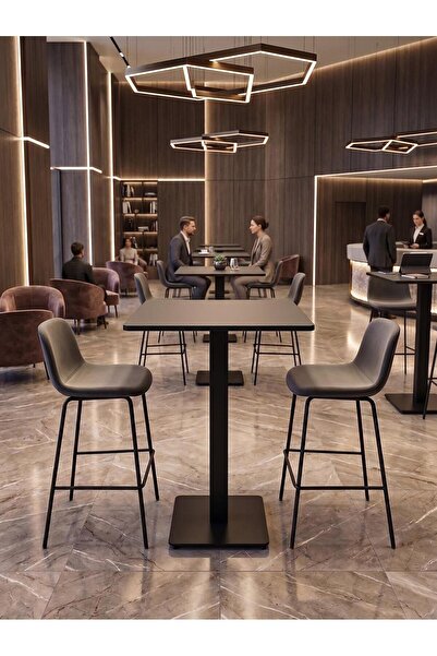 İREM Matte Prime Bistro Masa 102cm Füme Tablalı - Kafe Restoran Otel Masası