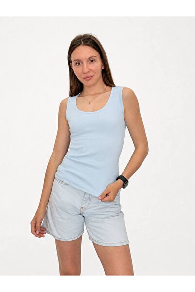 Pınk daısy kadın kolsuz fitilli slim fit kaşkorse atlet