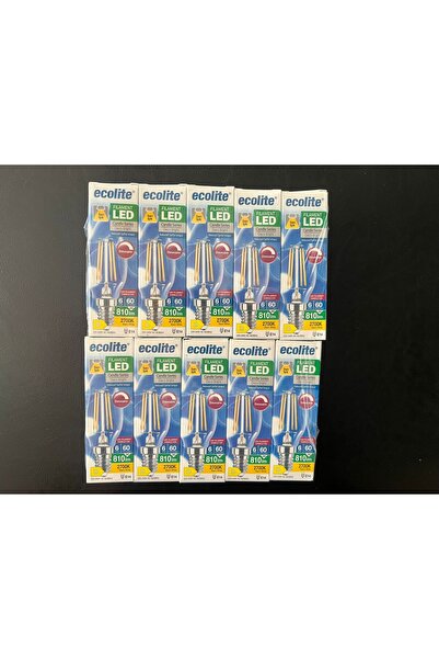 Ecolite 6 WATT DİMMERLİ E-14 DUYLU 810 LÜMEN 2700 KELVİN SARI IŞIK C35 DİMMABLE LED RUSTİK AMPUL