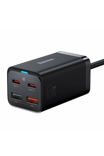 Baseus Încărcător rapid universal GaN3 Pro 65W, 2x USB-C, 2x USB, Negru