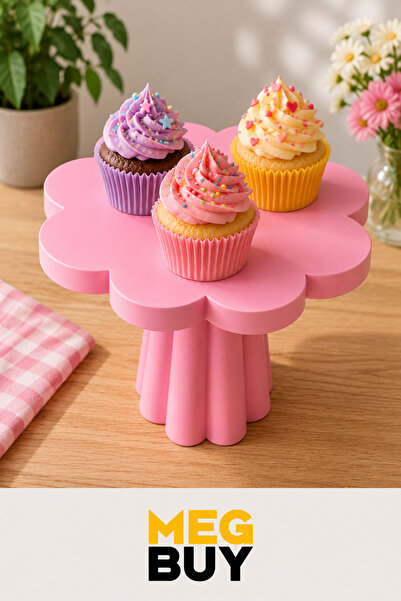 MEGBUY Çiçek Tasarımlı Cupcake Standı Pasta Kek Tatlı Sunumluk Dekoratif Serv...