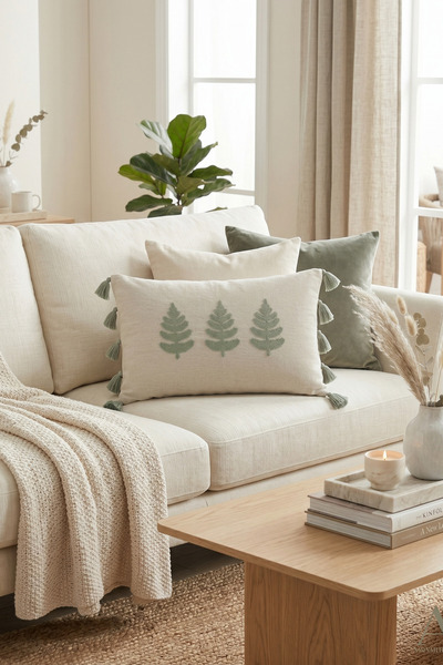 cottoncloth Buldan Işi Bohem Special Design Tree Pattern Decorative Throw Pil...