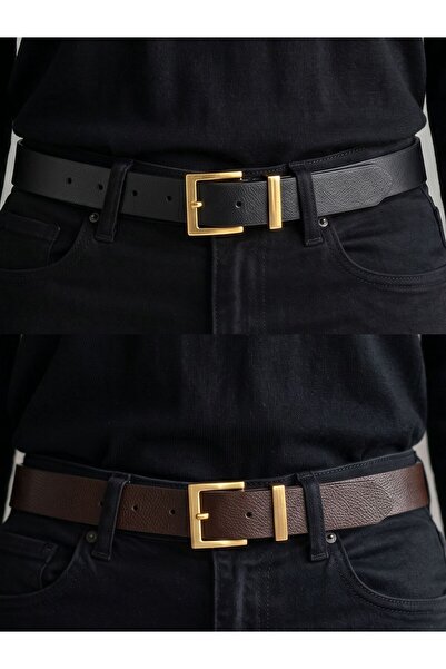 Kemerix 100% Genuine Leather Set of 2 Women's Belt with Buckle 2.8 cm Jean Be...
