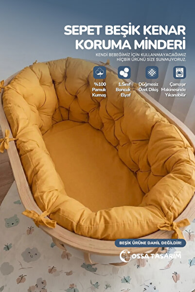 yasetex tasarım 100% Cotton Fabric Basket Edge Protection Cushion for Crib