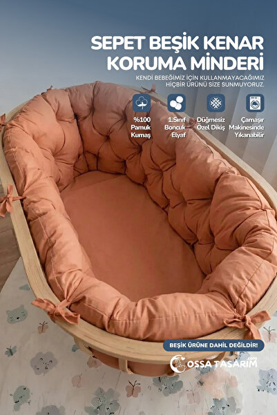 yasetex tasarım 100% Cotton Fabric Basket Edge Protection Cushion for Crib